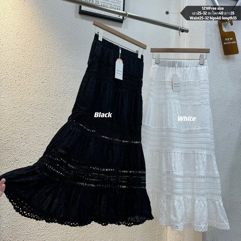 Women Lacey Patch Work Embroidered Mid Length Skirts